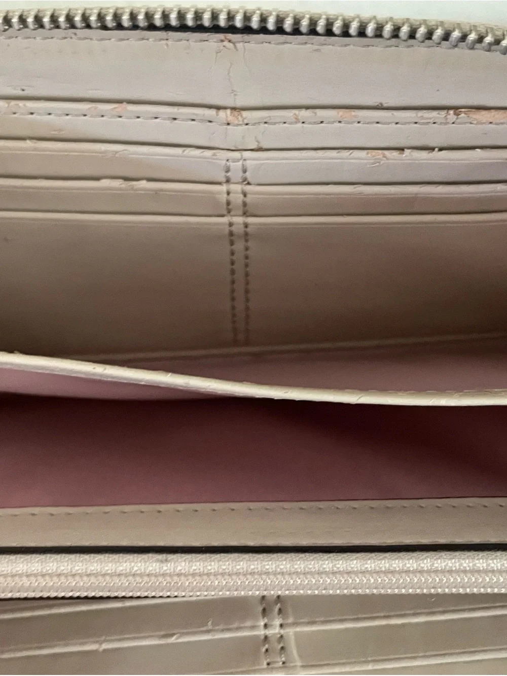 Coach Metallic Trim Signature Canvas Bow Wristlet in Beige